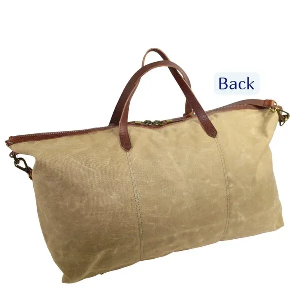 Madewell Transporter Khaki Green Canvas Brown leather Accent Duffle Weekender - Picture 3 of 9